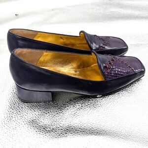 Timothy Hitsman Helena CZ Eggplant Ombre Kid Leather Loafers Square Toe 6
